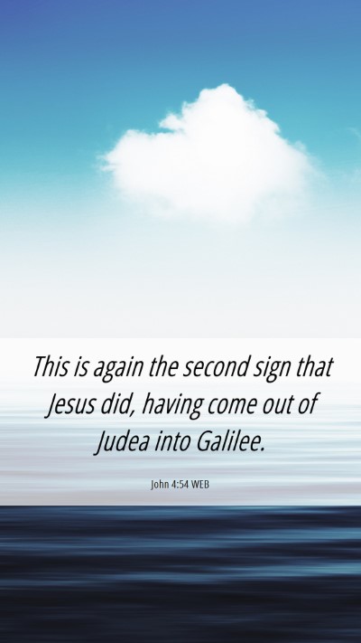 Picture 06 - John 4:54 WEB Mobile Phone Wallpaper - This is again the second sign that Jesus did, - Mobile Bible Verse Wallpaper