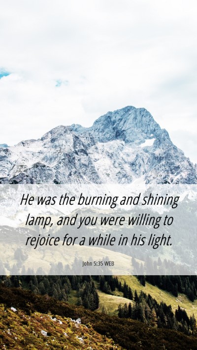 Picture 06 - John 5:35 WEB Mobile Phone Wallpaper - He was the burning and shining lamp, and you were - Mobile Bible Verse Wallpaper