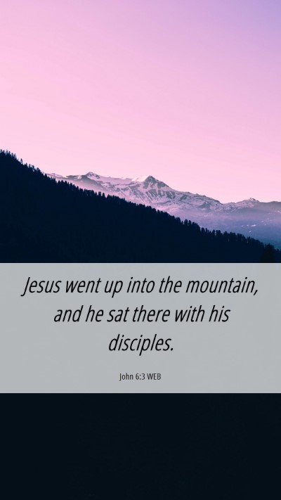 Picture 06 - John 6:3 WEB Mobile Phone Wallpaper - Jesus went up into the mountain, and he sat there - Mobile Bible Verse Wallpaper