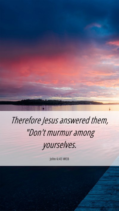 Picture 06 - John 6:43 WEB Mobile Phone Wallpaper - Therefore Jesus answered them, 