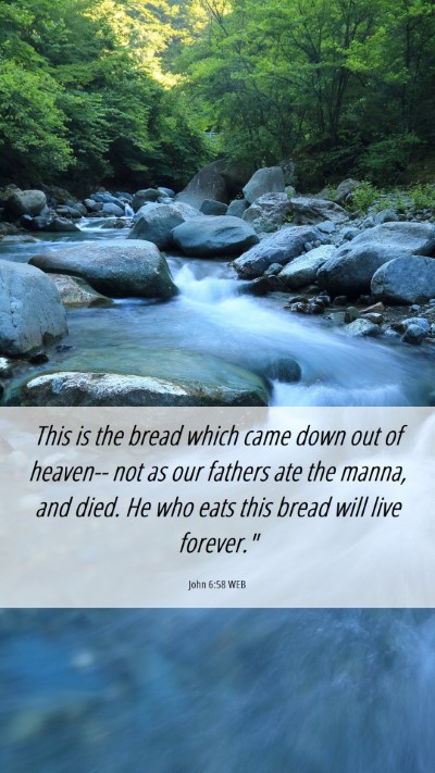Picture 06 - John 6:58 WEB Mobile Phone Wallpaper - This is the bread which came down out of heaven-- - Mobile Bible Verse Wallpaper