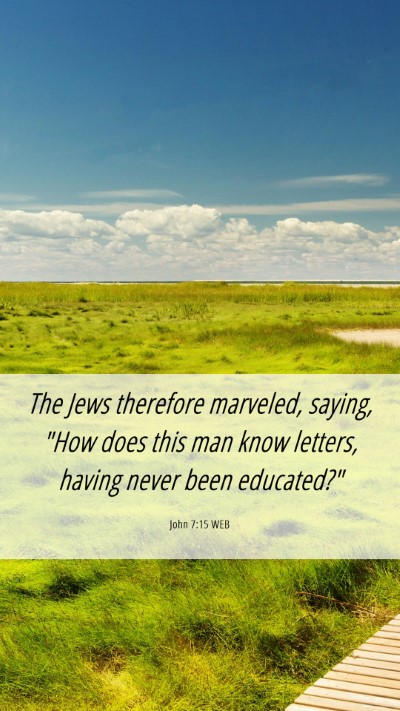 Picture 06 - John 7:15 WEB Mobile Phone Wallpaper - The Jews therefore marveled, saying, 
