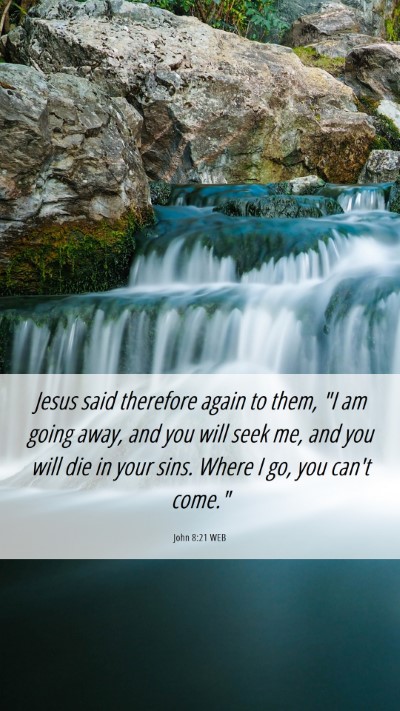 Picture 06 - John 8:21 WEB Mobile Phone Wallpaper - Jesus said therefore again to them, 