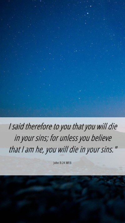 Picture 06 - John 8:24 WEB Mobile Phone Wallpaper - I said therefore to you that you will die in your - Mobile Bible Verse Wallpaper