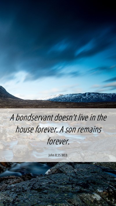 Picture 06 - John 8:35 WEB Mobile Phone Wallpaper - A bondservant doesn't live in the house forever. - Mobile Bible Verse Wallpaper