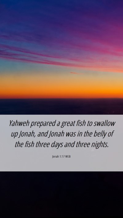 Picture 06 - Jonah 1:17 WEB Mobile Phone Wallpaper - Yahweh prepared a great fish to swallow up Jonah, - Mobile Bible Verse Wallpaper