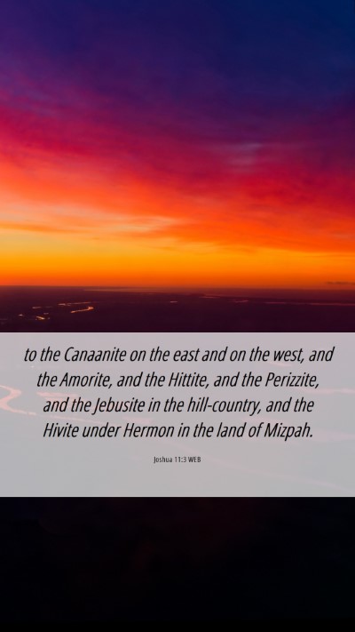 Picture 06 - Joshua 11:3 WEB Mobile Phone Wallpaper - to the Canaanite on the east and on the west, and - Mobile Bible Verse Wallpaper