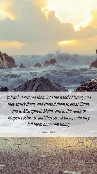 Picture 06 - Joshua 11:8 WEB Mobile Phone Wallpaper - Yahweh delivered them into the hand of Israel, - Mobile Bible Verse Wallpaper