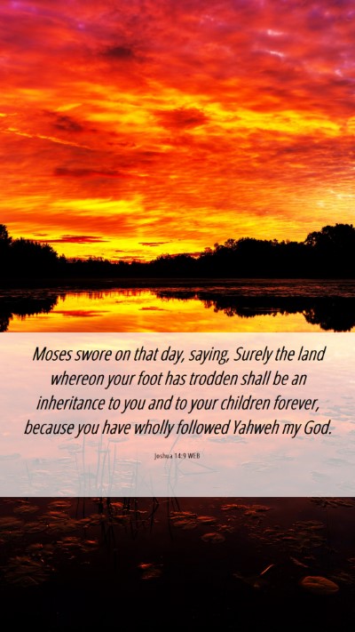 Picture 06 - Joshua 14:9 WEB Mobile Phone Wallpaper - Moses swore on that day, saying, Surely the land - Mobile Bible Verse Wallpaper