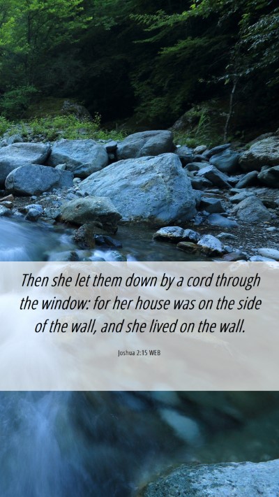 Picture 06 - Joshua 2:15 WEB Mobile Phone Wallpaper - Then she let them down by a cord through the - Mobile Bible Verse Wallpaper