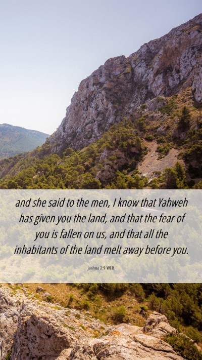 Picture 06 - Joshua 2:9 WEB Mobile Phone Wallpaper - and she said to the men, I know that Yahweh has - Mobile Bible Verse Wallpaper