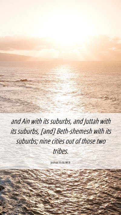 Picture 06 - Joshua 21:16 WEB Mobile Phone Wallpaper - and Ain with its suburbs, and Juttah with its - Mobile Bible Verse Wallpaper