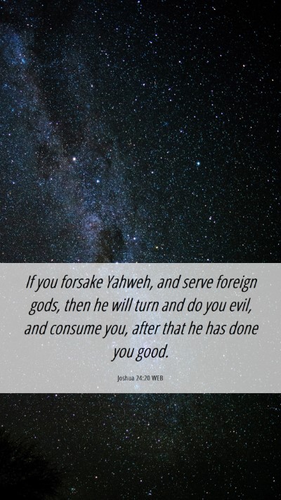 Picture 06 - Joshua 24:20 WEB Mobile Phone Wallpaper - If you forsake Yahweh, and serve foreign gods, - Mobile Bible Verse Wallpaper