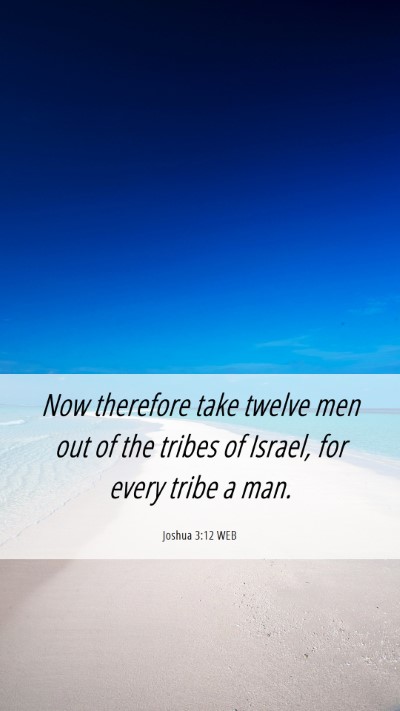 Picture 06 - Joshua 3:12 WEB Mobile Phone Wallpaper - Now therefore take twelve men out of the tribes - Mobile Bible Verse Wallpaper