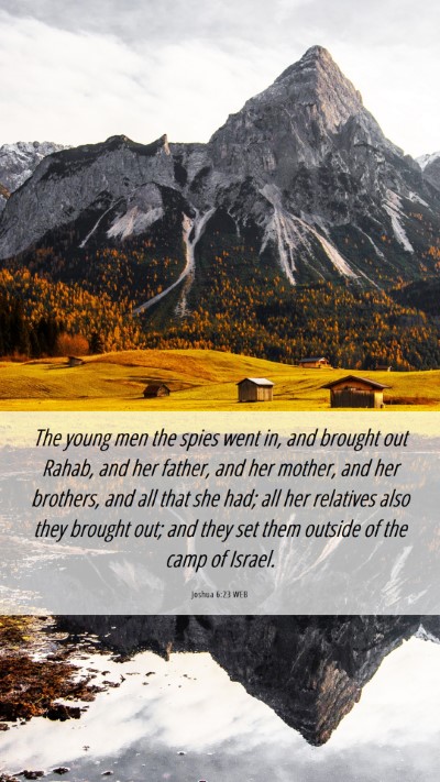 Picture 06 - Joshua 6:23 WEB Mobile Phone Wallpaper - The young men the spies went in, and brought out - Mobile Bible Verse Wallpaper