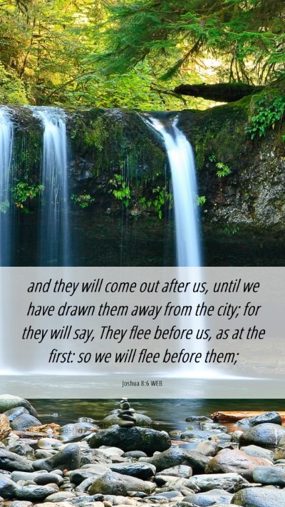 Picture 06 - Joshua 8:6 WEB Mobile Phone Wallpaper - and they will come out after us, until we have - Mobile Bible Verse Wallpaper