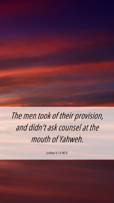 Picture 06 - Joshua 9:14 WEB Mobile Phone Wallpaper - The men took of their provision, and didn't ask - Mobile Bible Verse Wallpaper