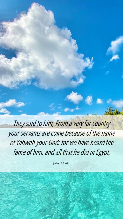 Picture 06 - Joshua 9:9 WEB Mobile Phone Wallpaper - They said to him, From a very far country your - Mobile Bible Verse Wallpaper