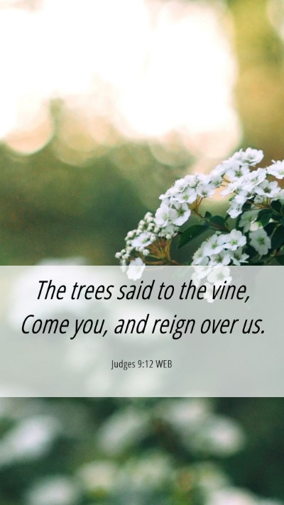 Picture 06 - Judges 9:12 WEB Mobile Phone Wallpaper - The trees said to the vine, Come you, and reign - Mobile Bible Verse Wallpaper