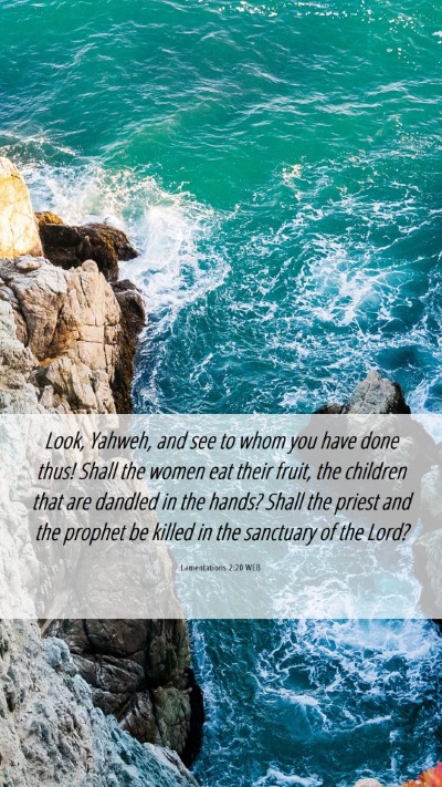 Picture 06 - Lamentations 2:20 WEB Mobile Phone Wallpaper - Look, Yahweh, and see to whom you have done thus! - Mobile Bible Verse Wallpaper