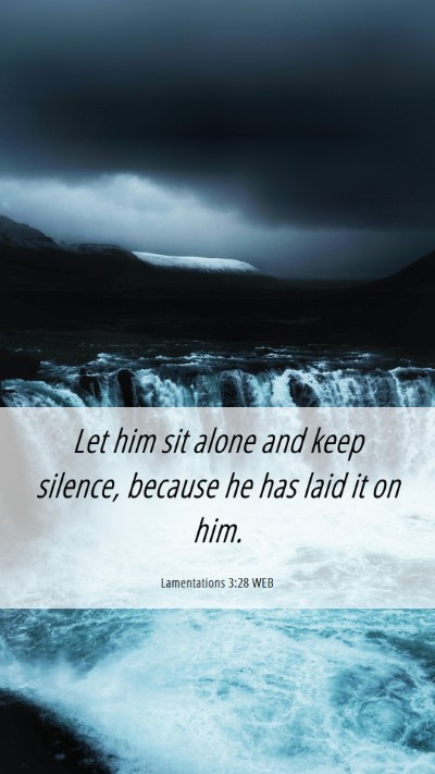 Picture 06 - Lamentations 3:28 WEB Mobile Phone Wallpaper - Let him sit alone and keep silence, because he - Mobile Bible Verse Wallpaper