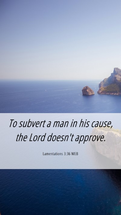 Picture 06 - Lamentations 3:36 WEB Mobile Phone Wallpaper - To subvert a man in his cause, the Lord doesn't - Mobile Bible Verse Wallpaper