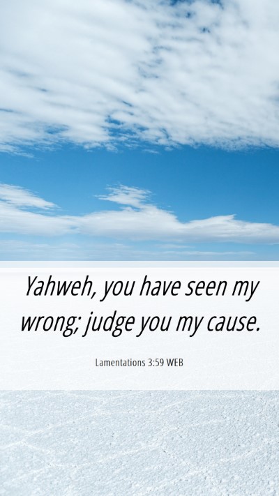 Picture 06 - Lamentations 3:59 WEB Mobile Phone Wallpaper - Yahweh, you have seen my wrong; judge you my - Mobile Bible Verse Wallpaper