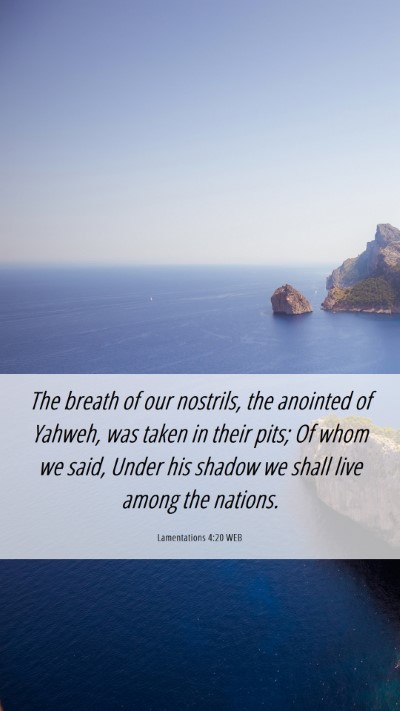 Picture 06 - Lamentations 4:20 WEB Mobile Phone Wallpaper - The breath of our nostrils, the anointed of - Mobile Bible Verse Wallpaper
