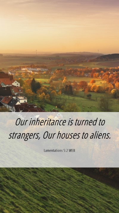 Picture 06 - Lamentations 5:2 WEB Mobile Phone Wallpaper - Our inheritance is turned to strangers, Our - Mobile Bible Verse Wallpaper