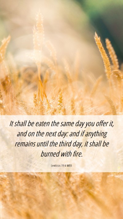 Picture 06 - Leviticus 19:6 WEB Mobile Phone Wallpaper - It shall be eaten the same day you offer it, and - Mobile Bible Verse Wallpaper