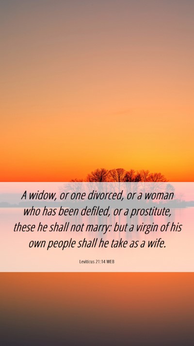Picture 06 - Leviticus 21:14 WEB Mobile Phone Wallpaper - A widow, or one divorced, or a woman who has been - Mobile Bible Verse Wallpaper