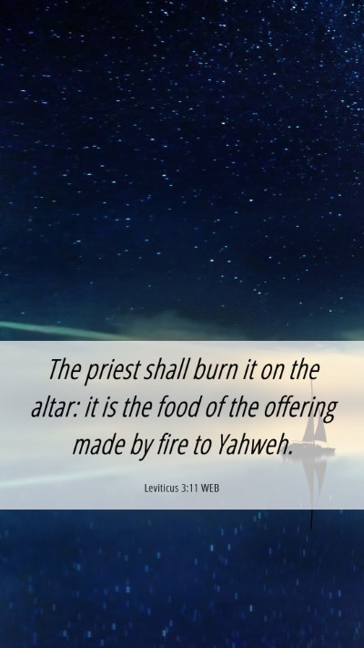 Picture 06 - Leviticus 3:11 WEB Mobile Phone Wallpaper - The priest shall burn it on the altar: it is the - Mobile Bible Verse Wallpaper