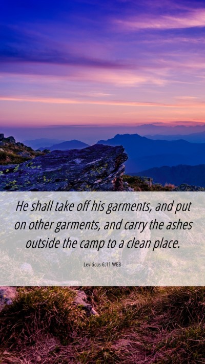 Picture 06 - Leviticus 6:11 WEB Mobile Phone Wallpaper - He shall take off his garments, and put on other - Mobile Bible Verse Wallpaper