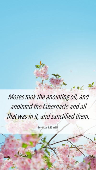 Picture 06 - Leviticus 8:10 WEB Mobile Phone Wallpaper - Moses took the anointing oil, and anointed the - Mobile Bible Verse Wallpaper