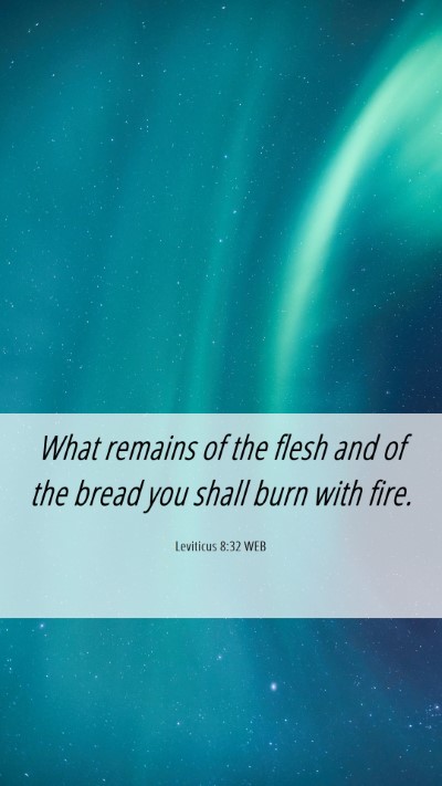 Picture 06 - Leviticus 8:32 WEB Mobile Phone Wallpaper - What remains of the flesh and of the bread you - Mobile Bible Verse Wallpaper