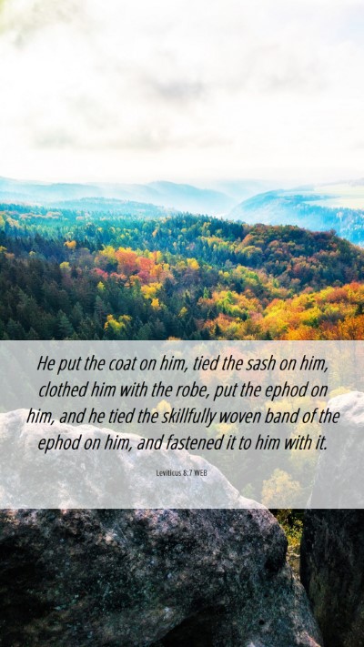 Picture 06 - Leviticus 8:7 WEB Mobile Phone Wallpaper - He put the coat on him, tied the sash on him, - Mobile Bible Verse Wallpaper