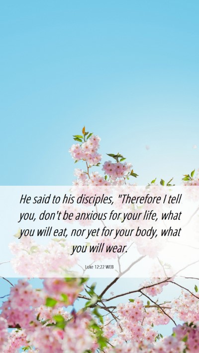 Picture 06 - Luke 12:22 WEB Mobile Phone Wallpaper - He said to his disciples, 