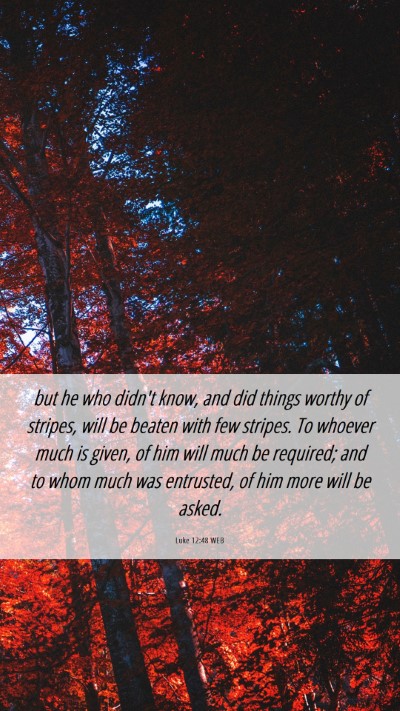 Picture 06 - Luke 12:48 WEB Mobile Phone Wallpaper - but he who didn't know, and did things worthy of - Mobile Bible Verse Wallpaper