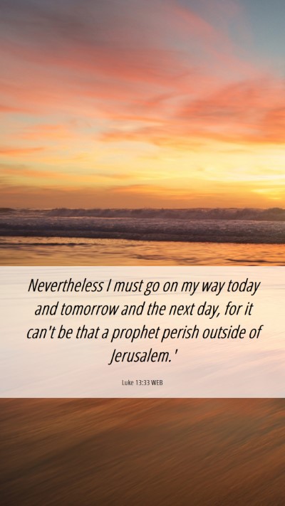 Picture 06 - Luke 13:33 WEB Mobile Phone Wallpaper - Nevertheless I must go on my way today and - Mobile Bible Verse Wallpaper