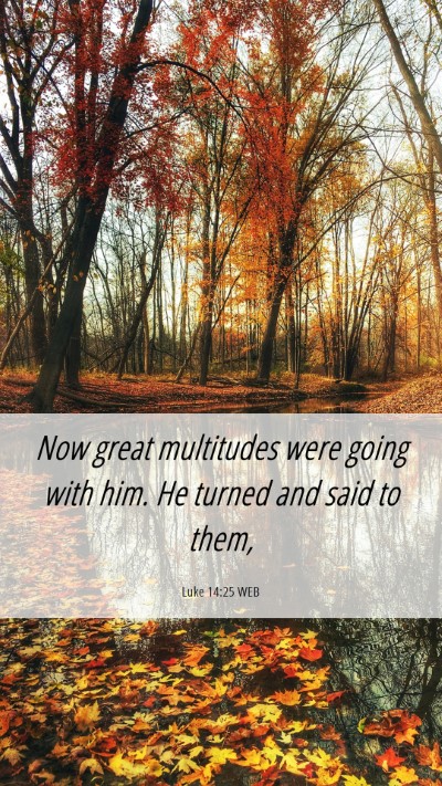 Picture 06 - Luke 14:25 WEB Mobile Phone Wallpaper - Now great multitudes were going with him. He - Mobile Bible Verse Wallpaper