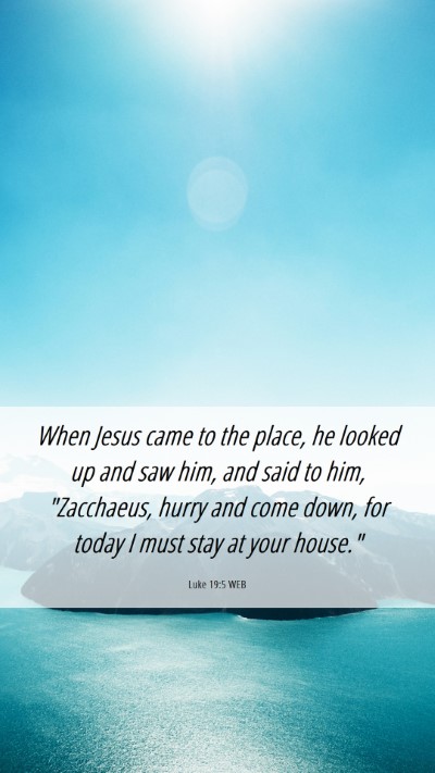 Picture 06 - Luke 19:5 WEB Mobile Phone Wallpaper - When Jesus came to the place, he looked up and - Mobile Bible Verse Wallpaper