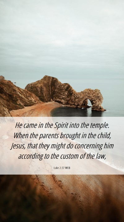 Picture 06 - Luke 2:27 WEB Mobile Phone Wallpaper - He came in the Spirit into the temple. When the - Mobile Bible Verse Wallpaper