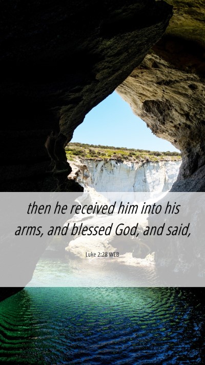 Picture 06 - Luke 2:28 WEB Mobile Phone Wallpaper - then he received him into his arms, and blessed - Mobile Bible Verse Wallpaper