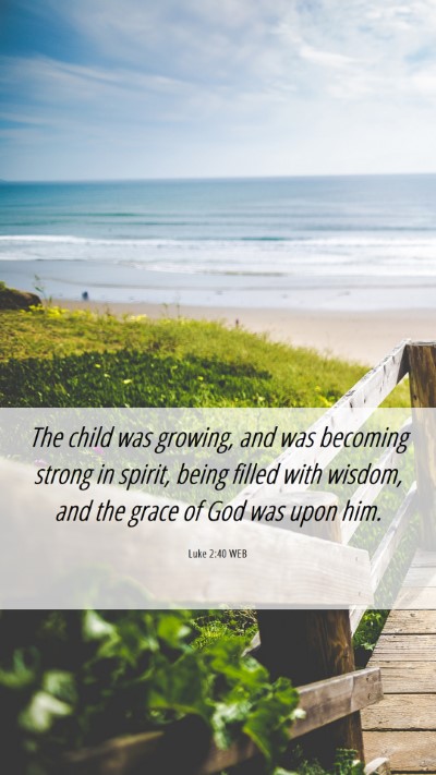 Picture 06 - Luke 2:40 WEB Mobile Phone Wallpaper - The child was growing, and was becoming strong in - Mobile Bible Verse Wallpaper