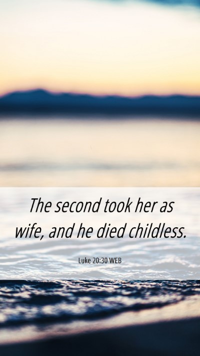Picture 06 - Luke 20:30 WEB Mobile Phone Wallpaper - The second took her as wife, and he died - Mobile Bible Verse Wallpaper