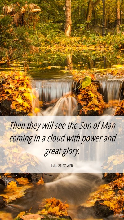 Picture 06 - Luke 21:27 WEB Mobile Phone Wallpaper - Then they will see the Son of Man coming in a - Mobile Bible Verse Wallpaper