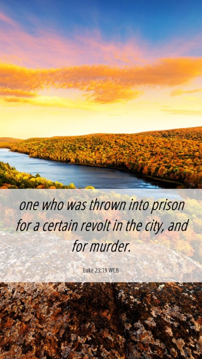 Picture 06 - Luke 23:19 WEB Mobile Phone Wallpaper - one who was thrown into prison for a certain - Mobile Bible Verse Wallpaper