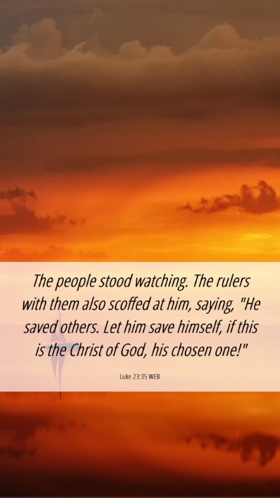 Picture 06 - Luke 23:35 WEB Mobile Phone Wallpaper - The people stood watching. The rulers with them - Mobile Bible Verse Wallpaper