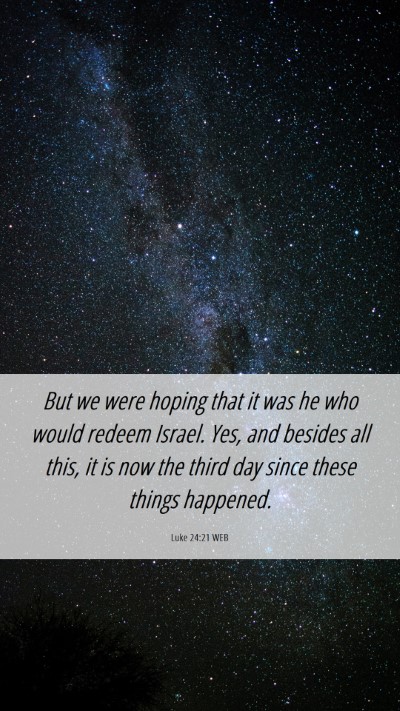 Picture 06 - Luke 24:21 WEB Mobile Phone Wallpaper - But we were hoping that it was he who would - Mobile Bible Verse Wallpaper