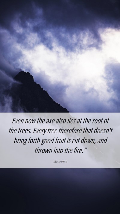 Picture 06 - Luke 3:9 WEB Mobile Phone Wallpaper - Even now the axe also lies at the root of the - Mobile Bible Verse Wallpaper
